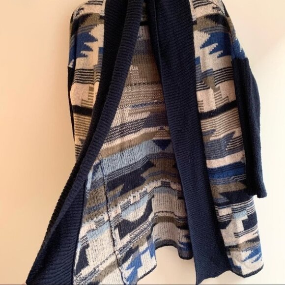 H&M Women's Cardigan Knit Sweater Long Maxi Duster Aztec Southwestern Print - Picture 7 of 16